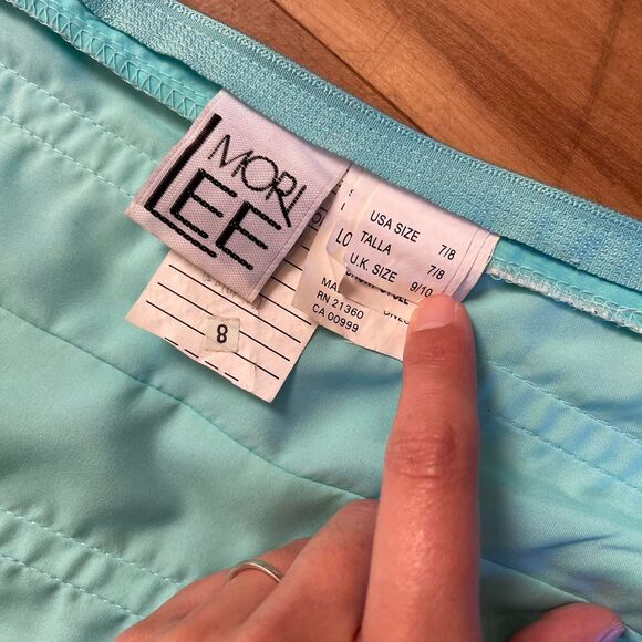 Vtg Y2K Mori Lee Beaded Corset Top Blue Strapless Sequin Prom Party Top Sz 7/8 - Picture 8 of 11